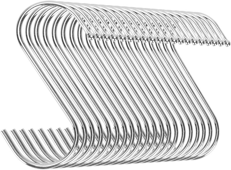 Emoly 20 Pack Heavy Duty s Hooks Stainless Steel S Shaped Hanging Hooks Hangers for Kitchen, Bathroom, Bedroom and Office, Silver - Image 1
